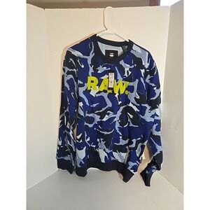 G Star Raw Sweatshirt Mens XL Camo Pullover Long Sleeve Sweater NWT